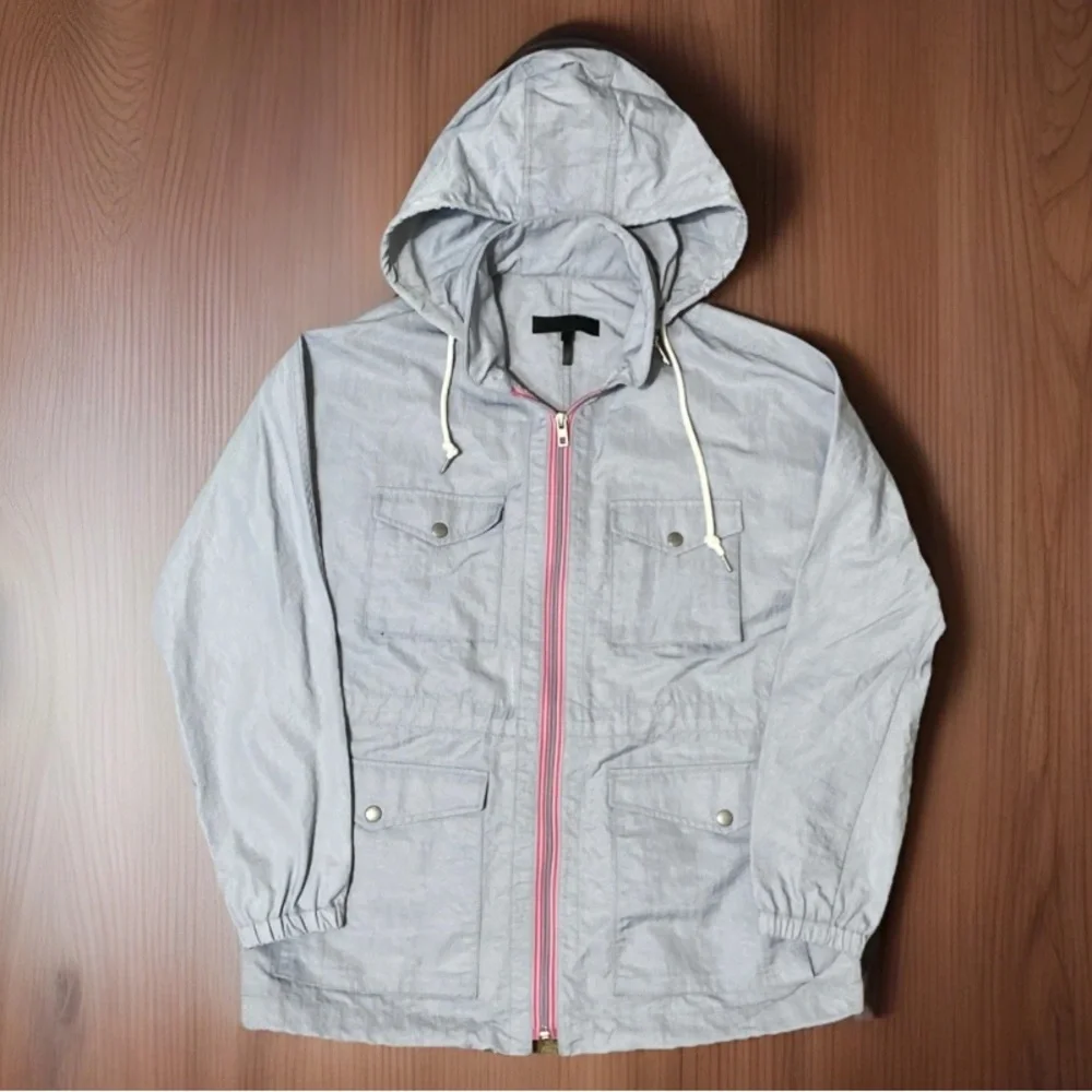 Rag and Bone Woman’s Rain Jacket Size Small Color : Baby Blue w/ Pink Zipper - Picture 2 of 7